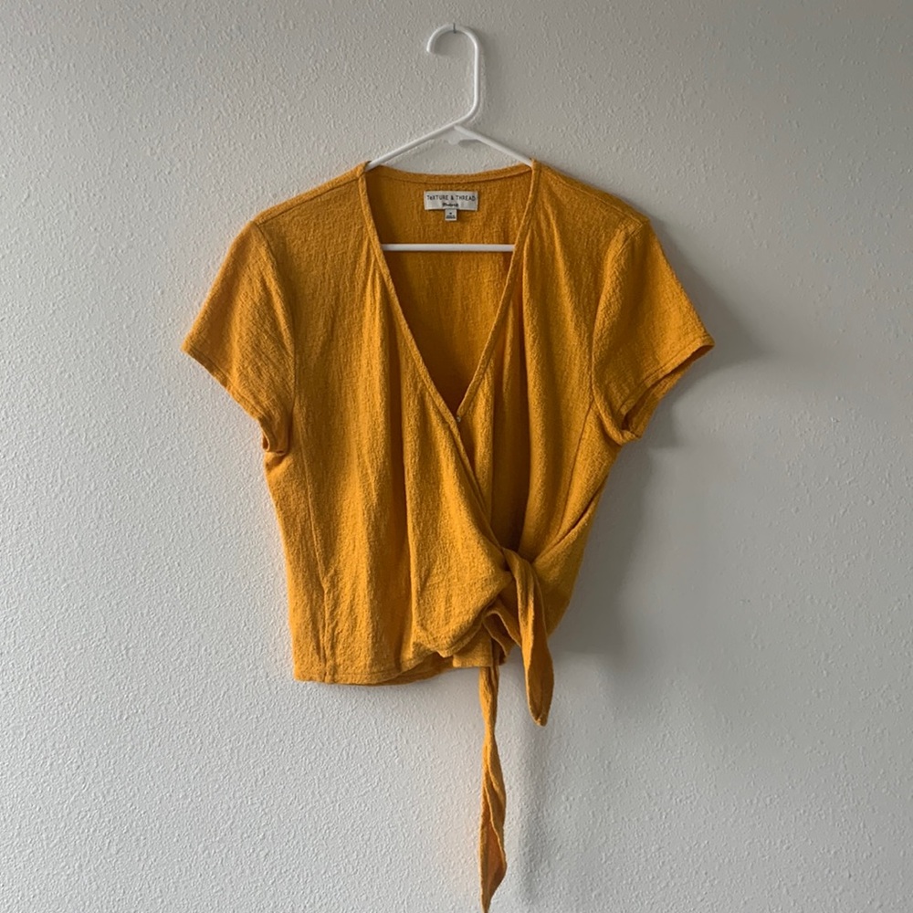 Texture and Thread Tie-front Top